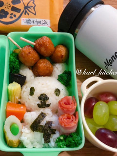 簡単うさぎおにぎりつみれ温野菜葡萄弁当-レシピのメイン写真