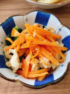 高野豆腐でほうれん草とにんじんの白和え-レシピのメイン写真