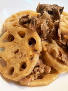 蓮根と牛肉で。甘辛煮-レシピのメイン写真