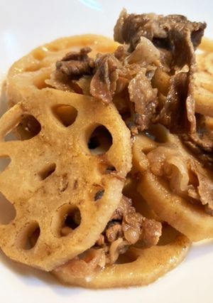 蓮根と牛肉で。甘辛煮-レシピのメイン写真