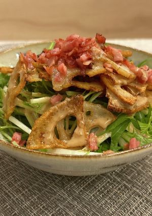 パリパリれんこんの水菜サラダ-レシピのメイン写真