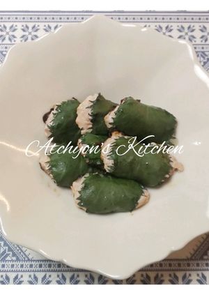 簡単!お洒落和食桜餅のような青ジソつくね-レシピのメイン写真
