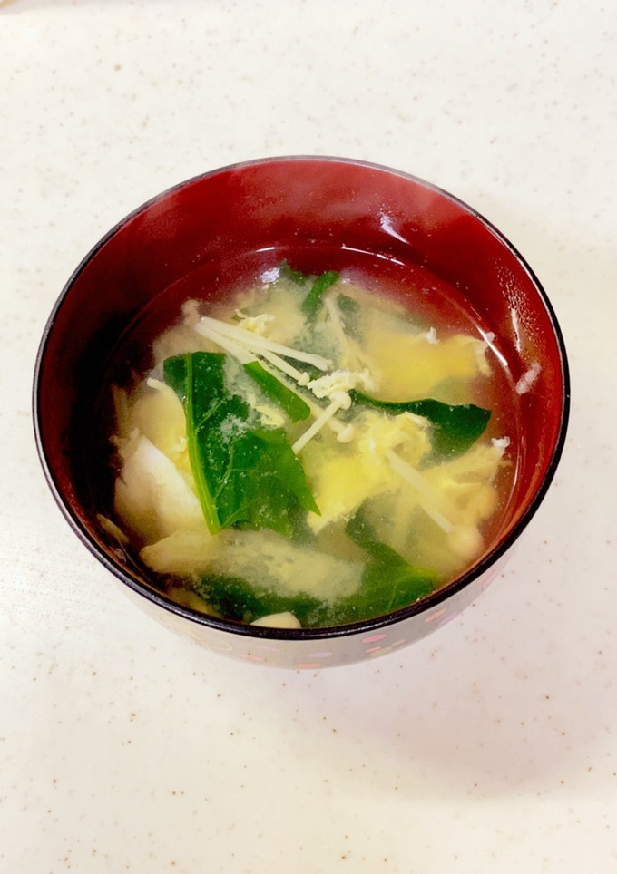 えのき ほうれん草 かきたま味噌汁^^-レシピのメイン写真