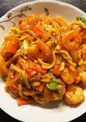 台湾風★海老とキャベツの炒めうどん-レシピのメイン写真