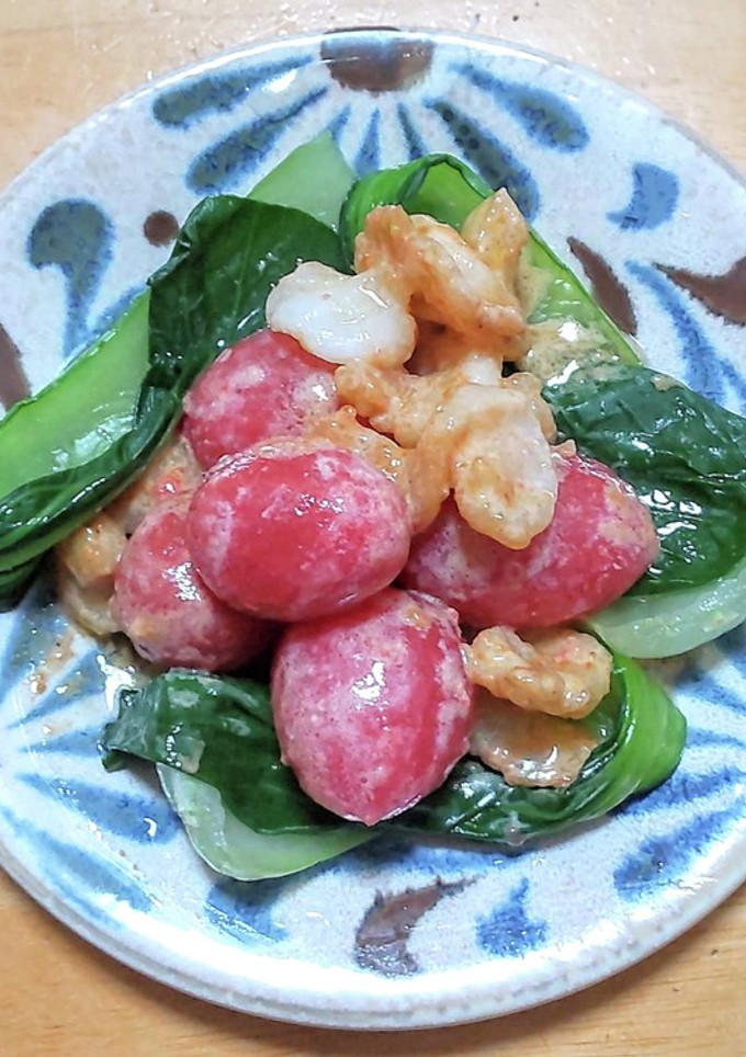 エビとトマトと青梗菜のワインとバター炒め-レシピのメイン写真