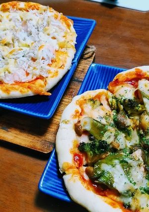 簡単ピザ生地✿照焼チキンとエビ&シラス-レシピのメイン写真