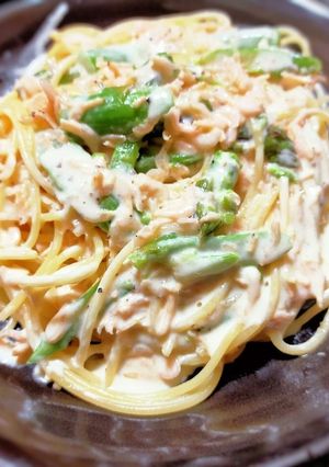 アスパラと桜エビの春クリームパスタ-レシピのメイン写真