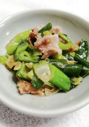 深谷ねぎと豚バラ肉の塩麴炒め-レシピのメイン写真