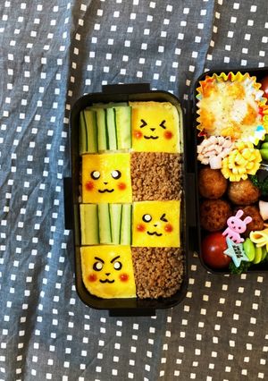 キャラ弁　ポケモンピカチュウ　そぼろ弁当-レシピのメイン写真