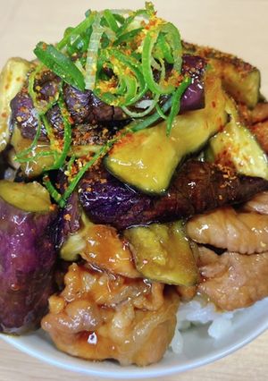 レンジdeとろとろなすと照り豚丼-レシピのメイン写真