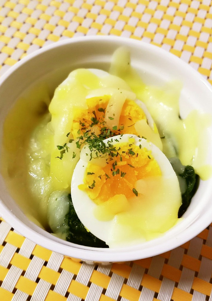 簡単！ほうれん草とゆで卵のチーズ焼き-レシピのメイン写真