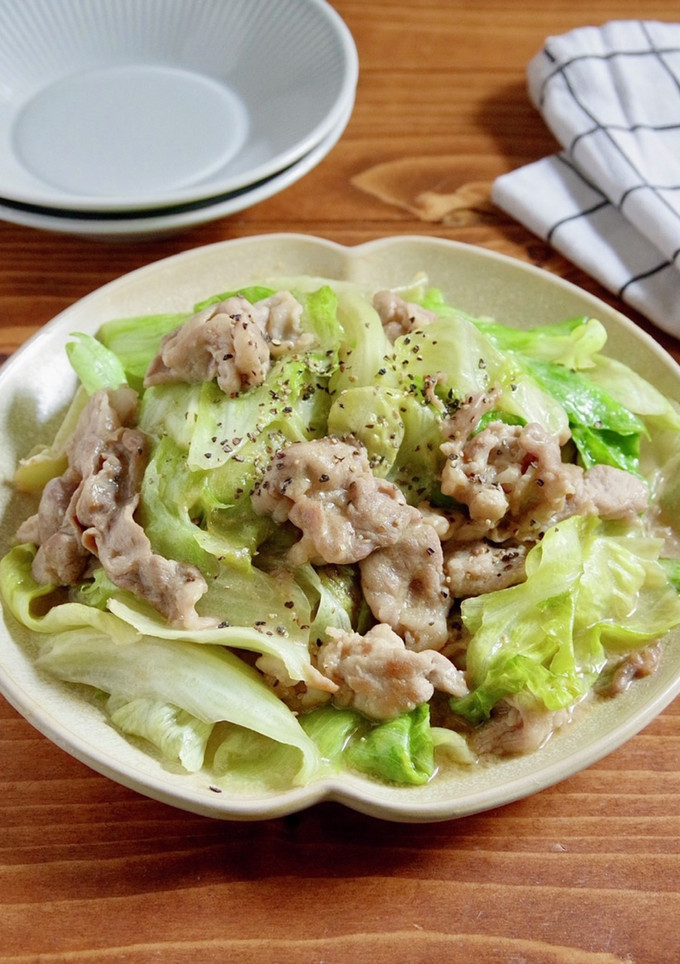 ☆簡単☆レタスと豚こまの味噌マヨ炒め-レシピのメイン写真