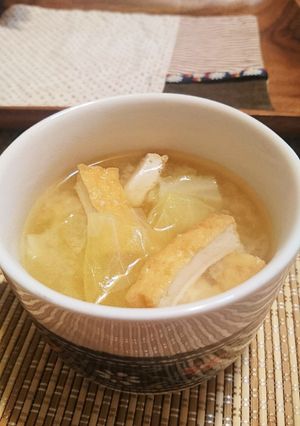 厚揚げと、春キャベツのお味噌汁-レシピのメイン写真
