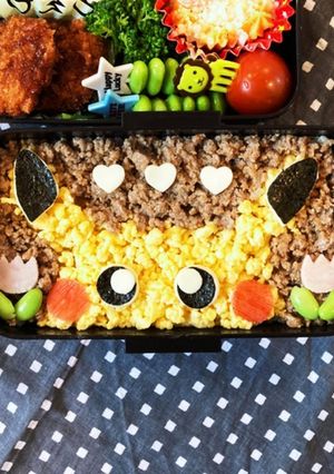 キャラ弁　ポケモンピカチュウそぼろ弁当-レシピのメイン写真