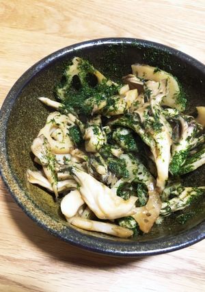 青海苔香る♪レンコン×舞茸×オイスター-レシピのメイン写真