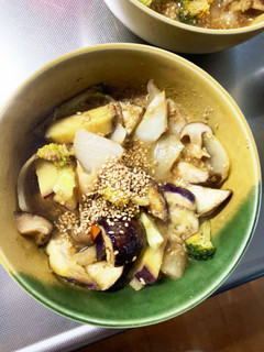 根菜茄子肉無し甘辛炒め味温野菜サラダ-レシピのメイン写真