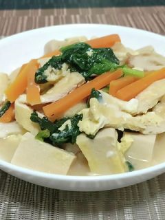 高野豆腐とほうれん草、油揚げの玉子とじ!-レシピのメイン写真