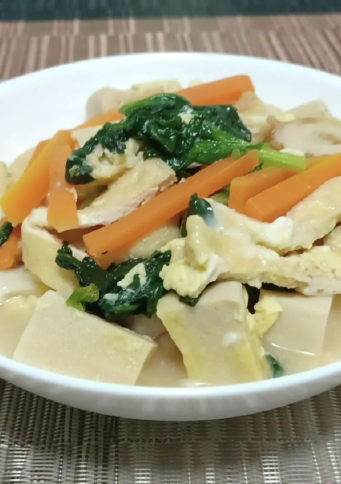 高野豆腐とほうれん草、油揚げの玉子とじ！-レシピのメイン写真