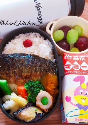 簡単焼き鯖温野菜枝豆竹輪日の丸ご飯弁当-レシピのメイン写真