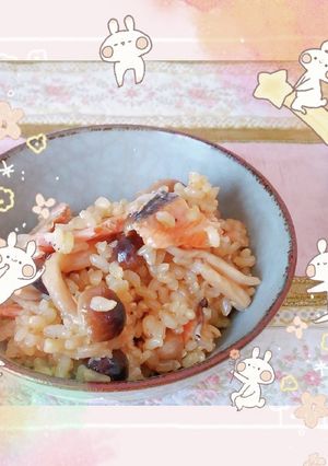 【土鍋】鮭ときのこの炊き込みご飯-レシピのメイン写真