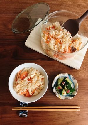 レンジで簡単★鮭の炊き込みご飯-レシピのメイン写真