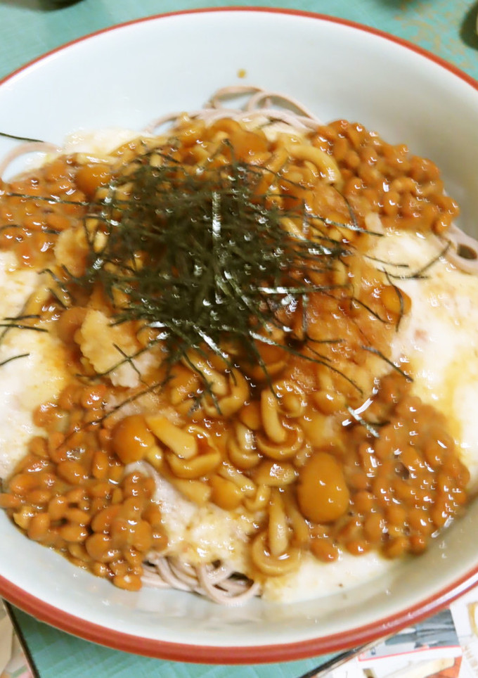 簡単腸活６☆とろろ納豆なめこおろし蕎麦-レシピのメイン写真
