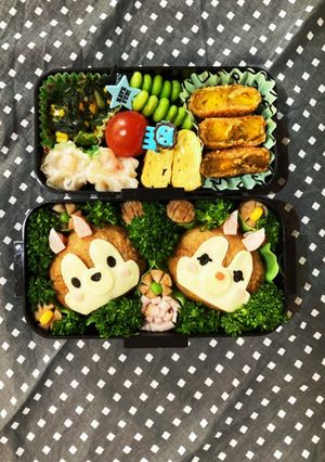 キャラ弁　チップとデール稲荷弁当-レシピのメイン写真