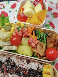 春の塾べんとう♪かき揚げ&焼肉☆(覚書)-レシピのメイン写真