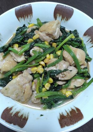 鶏肉とほうれん草のガリバタ炒め-レシピのメイン写真