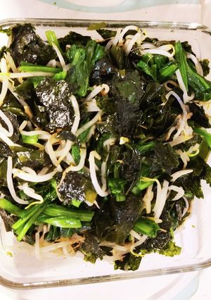ほうれん草もやしワカメ海苔ナムル♪︎-レシピのメイン写真