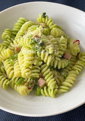 鮎河菜のジェノベーゼ風パスタ-レシピのメイン写真