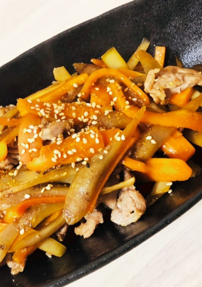 豚こまとごぼうの甘辛炒め-レシピのメイン写真