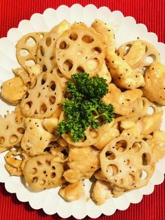 レンコンと鶏肉のバター醤油炒め-レシピのメイン写真