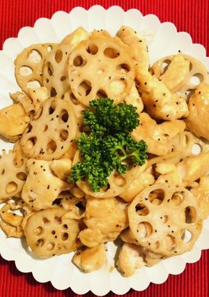 レンコンと鶏肉のバター醤油炒め-レシピのメイン写真