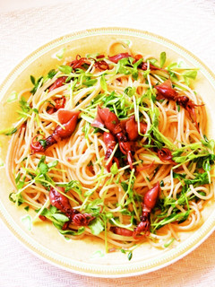 😊簡単♪ほたるいかと豆苗のペペロンチーノ-レシピのメイン写真