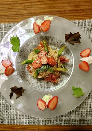 ヨウサマの減塩オヤジのイチゴの冷製パスタ-レシピのメイン写真