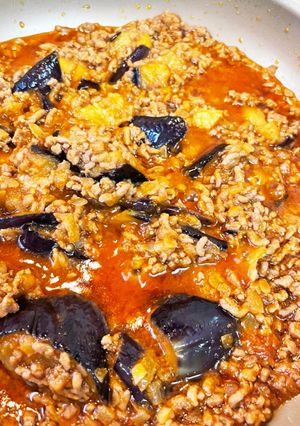 冷凍ナスとひき肉でケチャップ丼-レシピのメイン写真