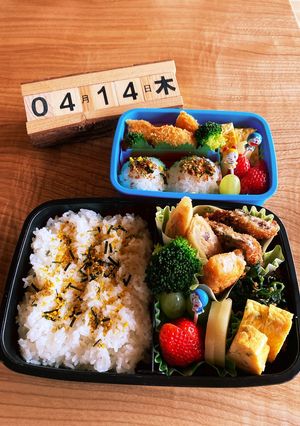 2022.4/14 中学生小学生男子弁当-レシピのメイン写真