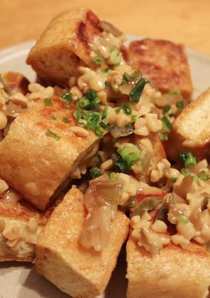 栃尾のあぶらげ搾菜チーズ納豆がらめ-レシピのメイン写真