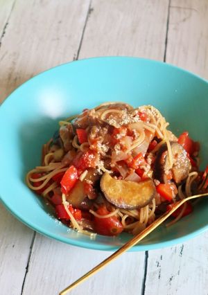 ワンポットパスタ！茄子のミートパスタ-レシピのメイン写真