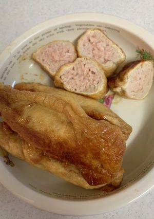 鶏ひき肉と豆腐の油揚げロール煮-レシピのメイン写真