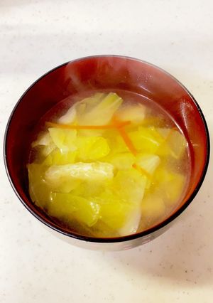 キャベツ 人参 油揚げの味噌汁^^-レシピのメイン写真