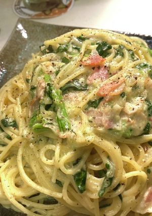 カップスープでほうれん草のクリームパスタ-レシピのメイン写真