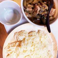 ナスと豚肉の素麺-レシピのメイン写真