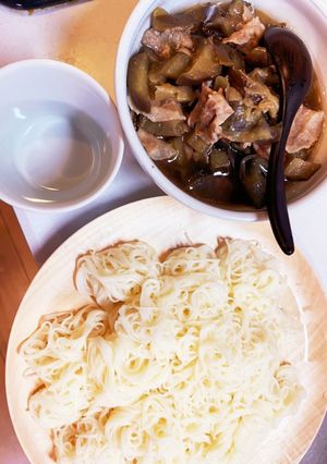 ナスと豚肉の素麺-レシピのメイン写真