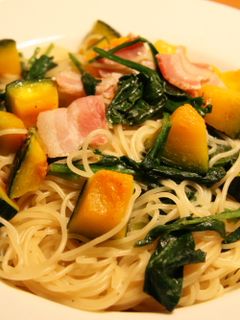 かぼちゃとほうれん草の和風パスタ-レシピのメイン写真