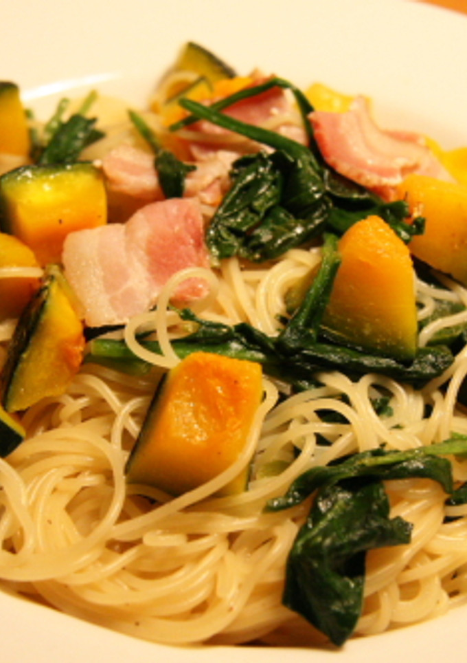 かぼちゃとほうれん草の和風パスタ-レシピのメイン写真