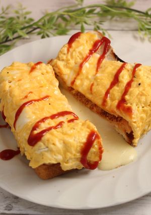 簡単！ワンパンオムトースト　ハムチーズ-レシピのメイン写真