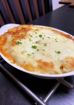じゃがいもとミートソースの重ね焼き-レシピのメイン写真
