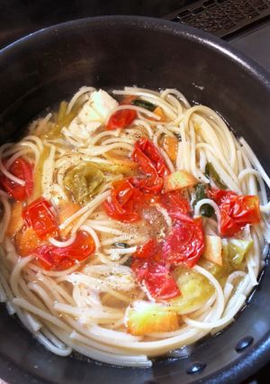 [アレンジ]もつ鍋スープパスタ-レシピのメイン写真